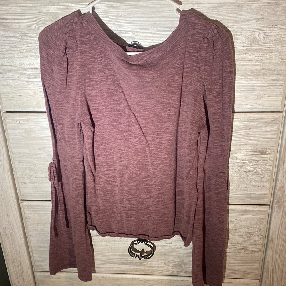 Express Pink Long Sleeve Fitted Ribbed Sweater